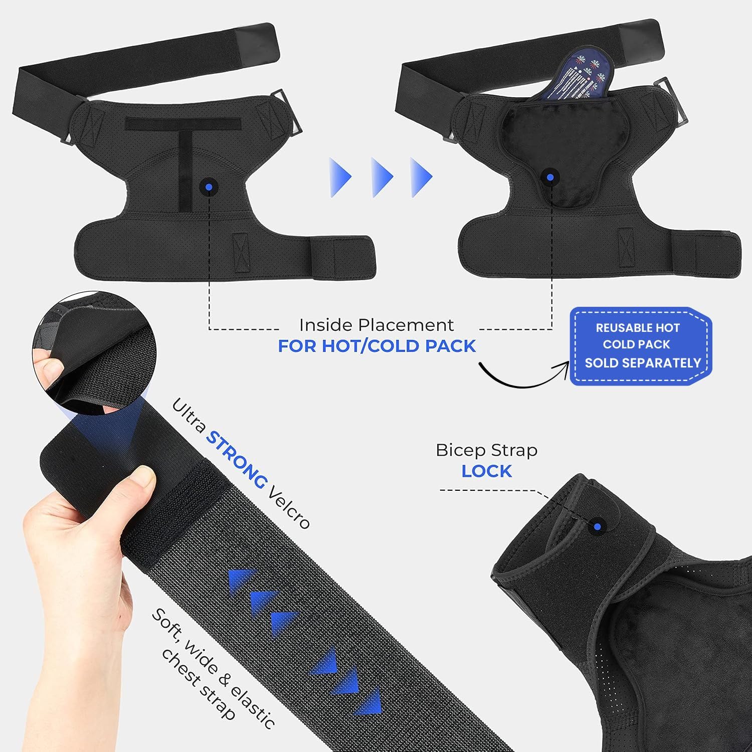 Adjustable Shoulder Compression Brace for Men, Left/Right Arm Support Sleeve

