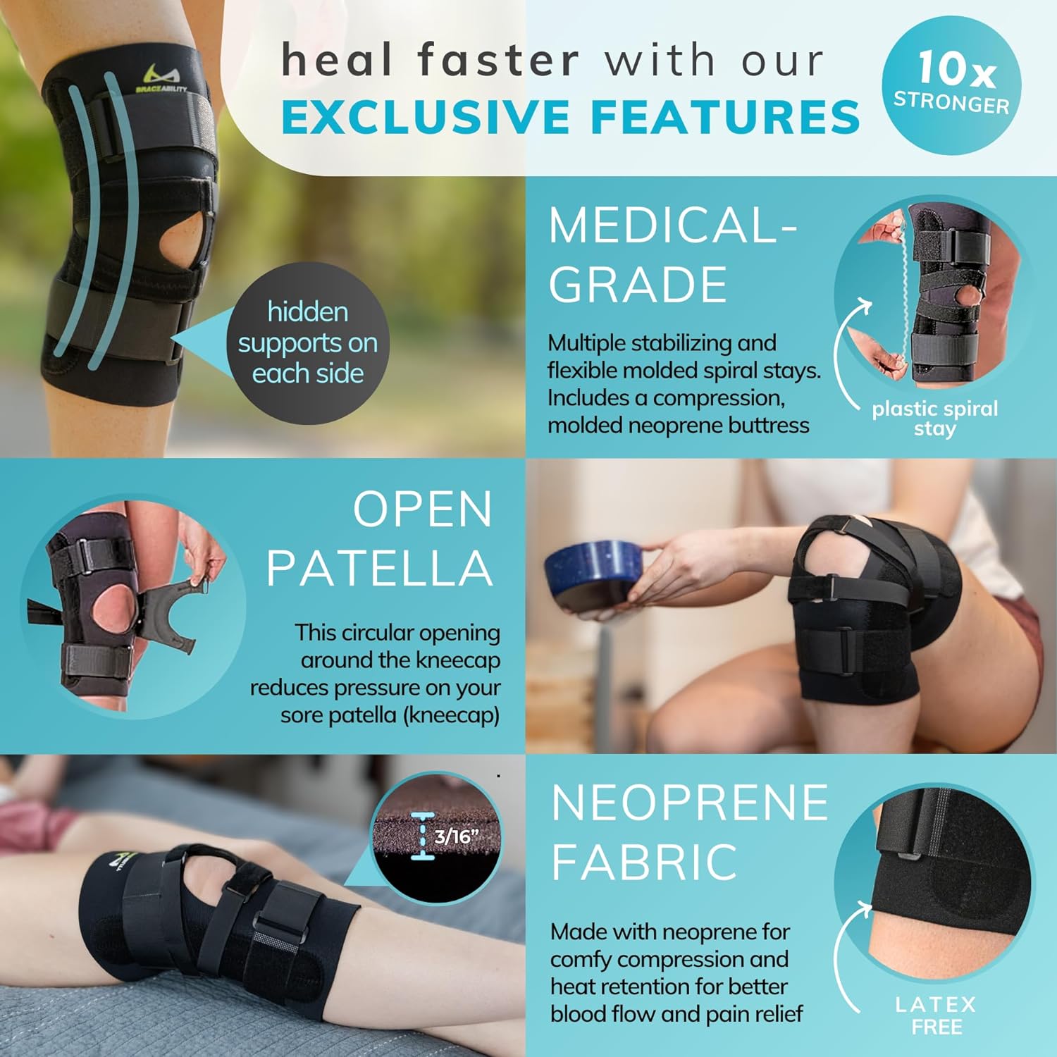 BraceAbility J Patella Knee Brace Lateral Stabilizer with J-Strap Support

