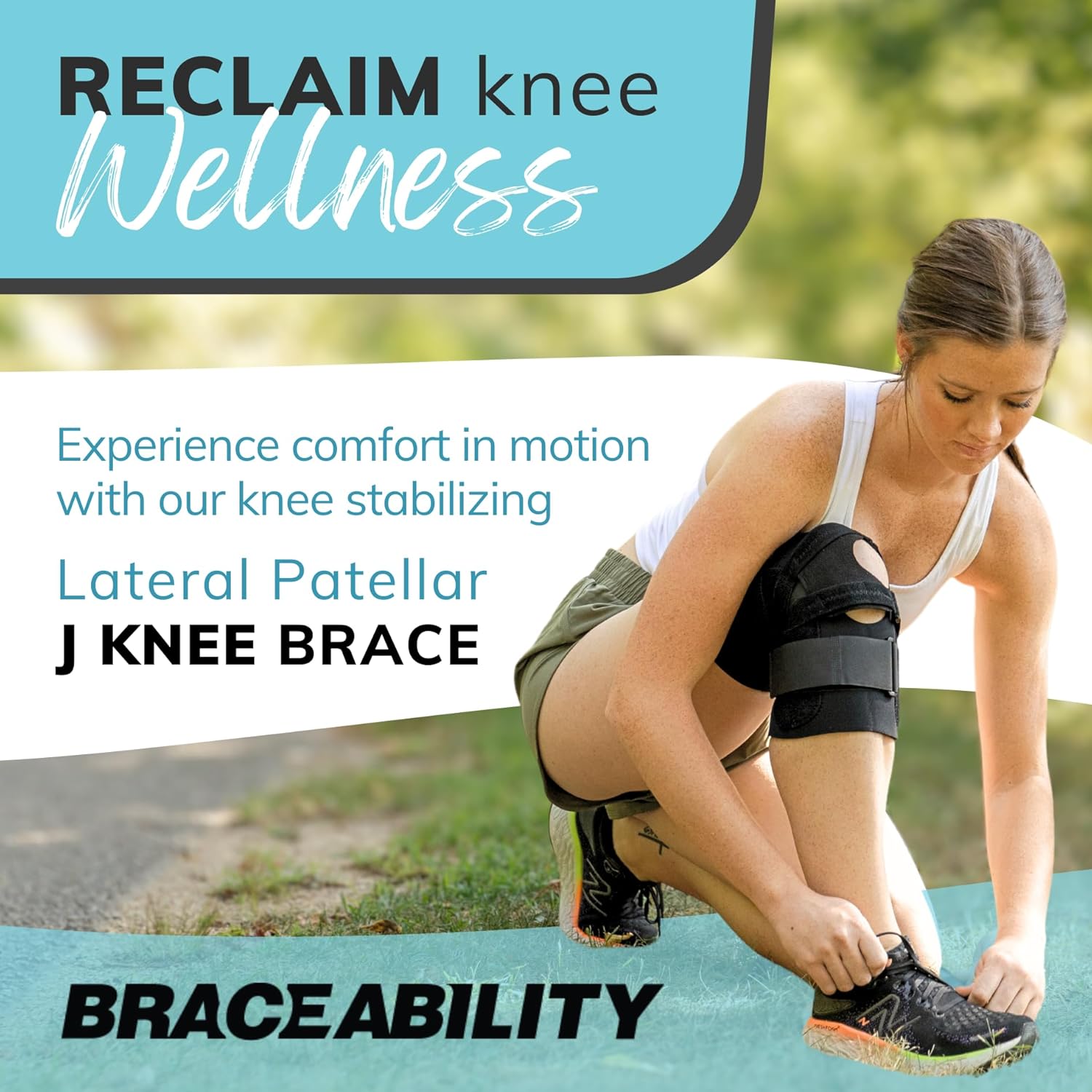 BraceAbility J Patella Knee Brace Lateral Stabilizer with J-Strap Support

