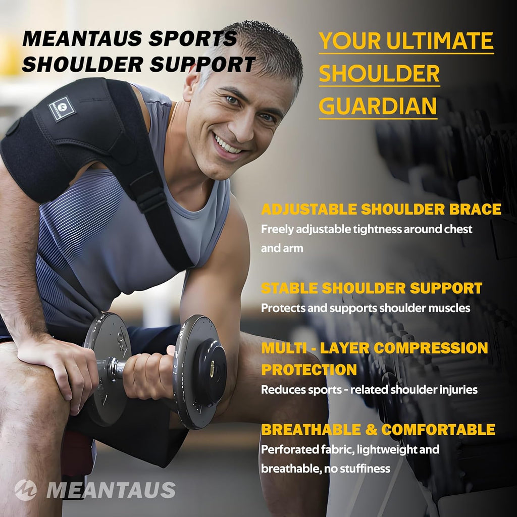 Shoulder Brace Compression Sleeve with Adjustable Straps for Rotator Cuff Support

