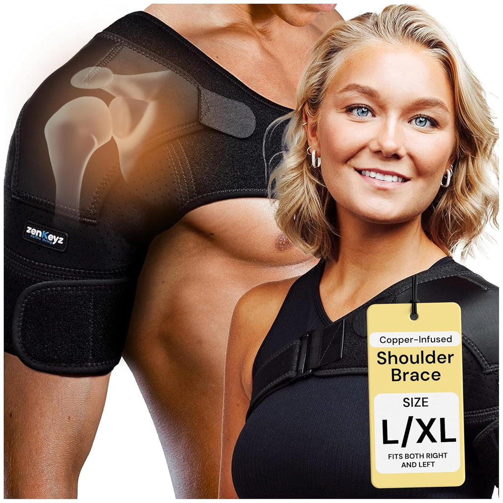 ZENKEYZ Shoulder Brace for Men and Women with Rotator Cuff Support and Pocket

