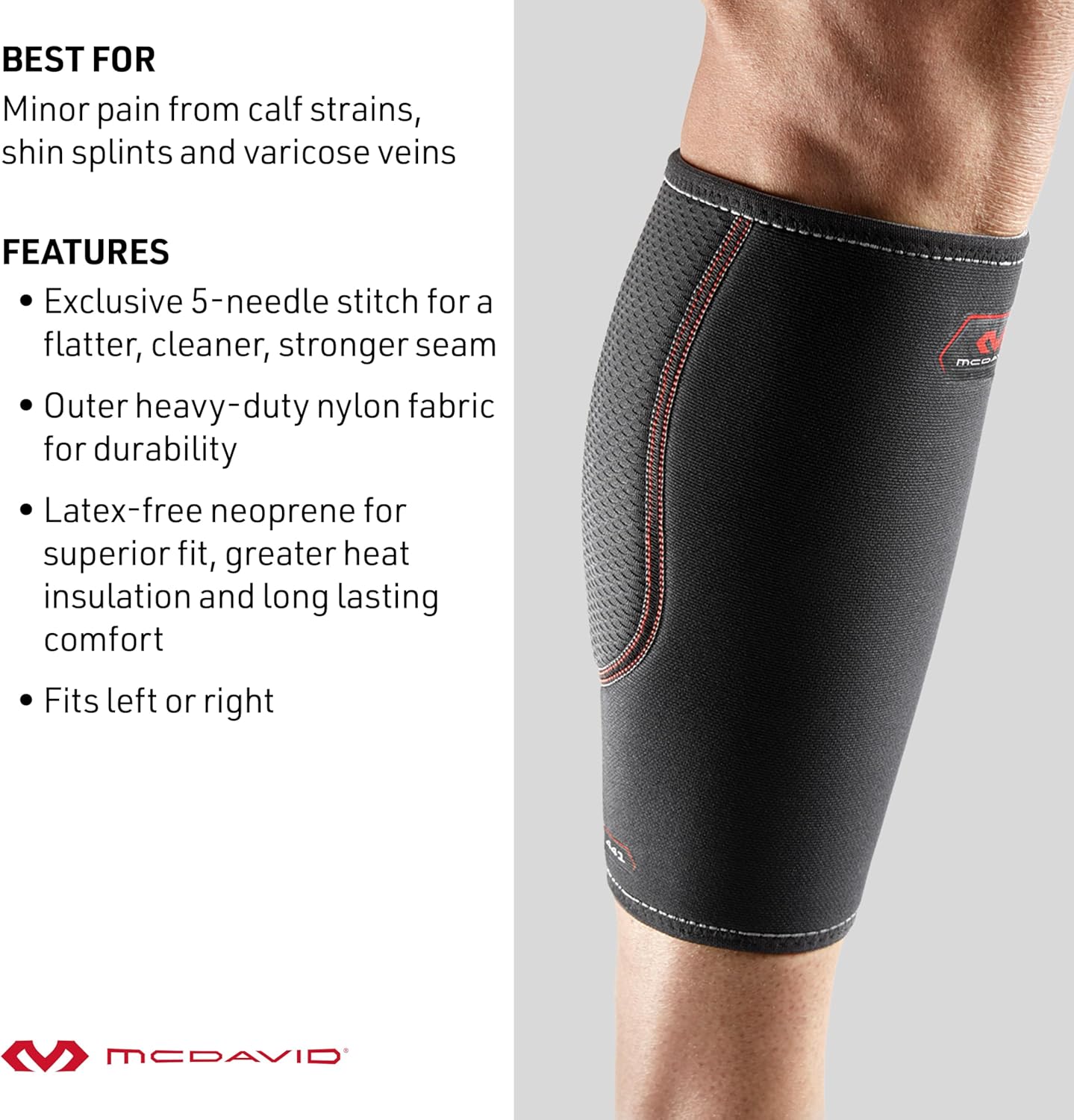 McDavid Latex-Free Calf Compression Sleeve for Shin Splints and Varicose Veins

