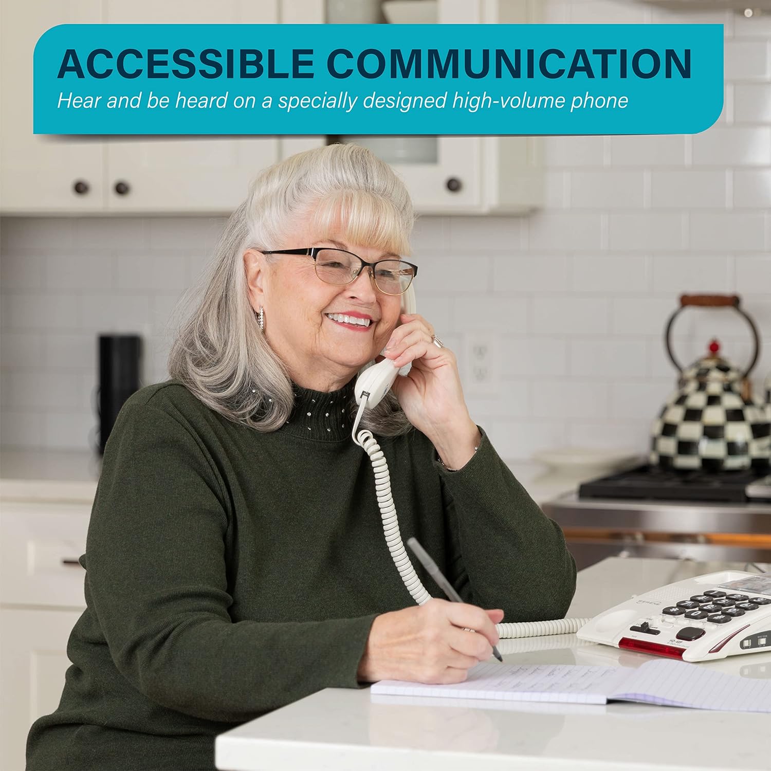 Serene Innovations Amplified Big Button Landline Phone for Seniors, Photo Speed Dial

