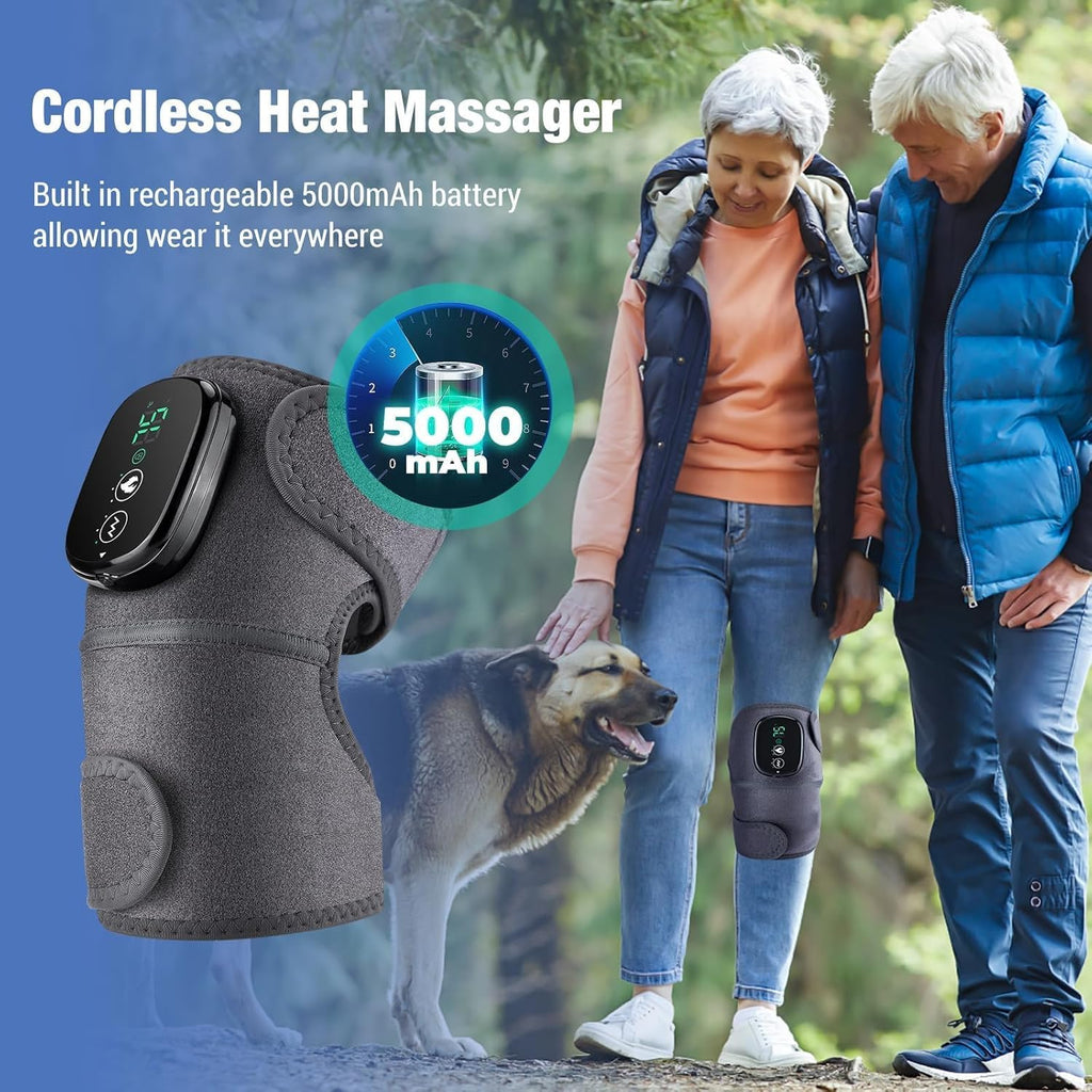 NORTHERN BROTHERS Cordless Heated Knee Massager with Heat & Vibration, USB-C Rechargeable

