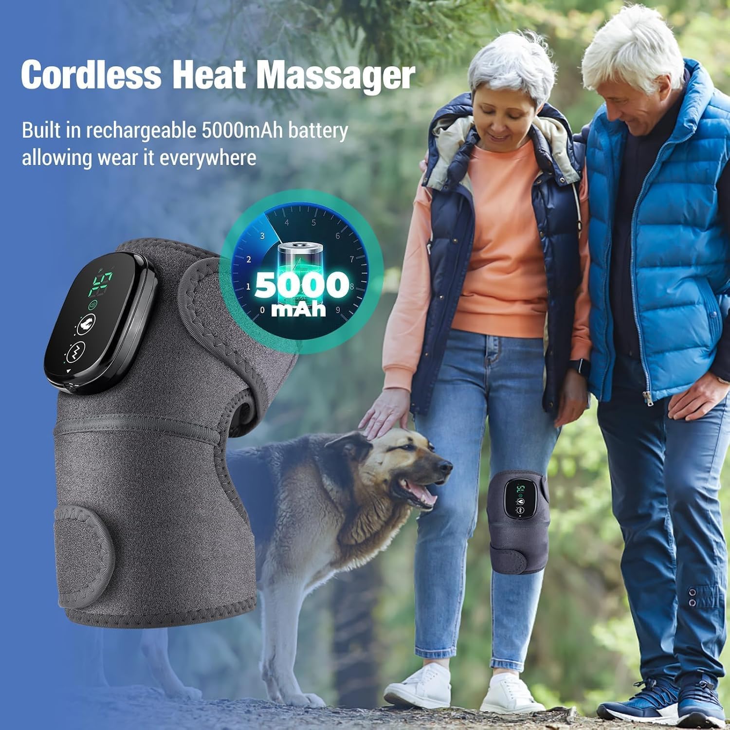 NORTHERN BROTHERS Cordless Heated Knee Massager with Heat & Vibration, USB-C Rechargeable

