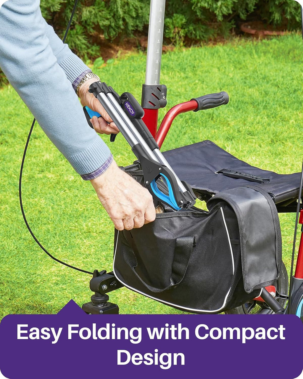 KEKOY Pro Foldable Reacher Grabber Pickup Tool with 360° Rotating Jaw, 4 in Wide

