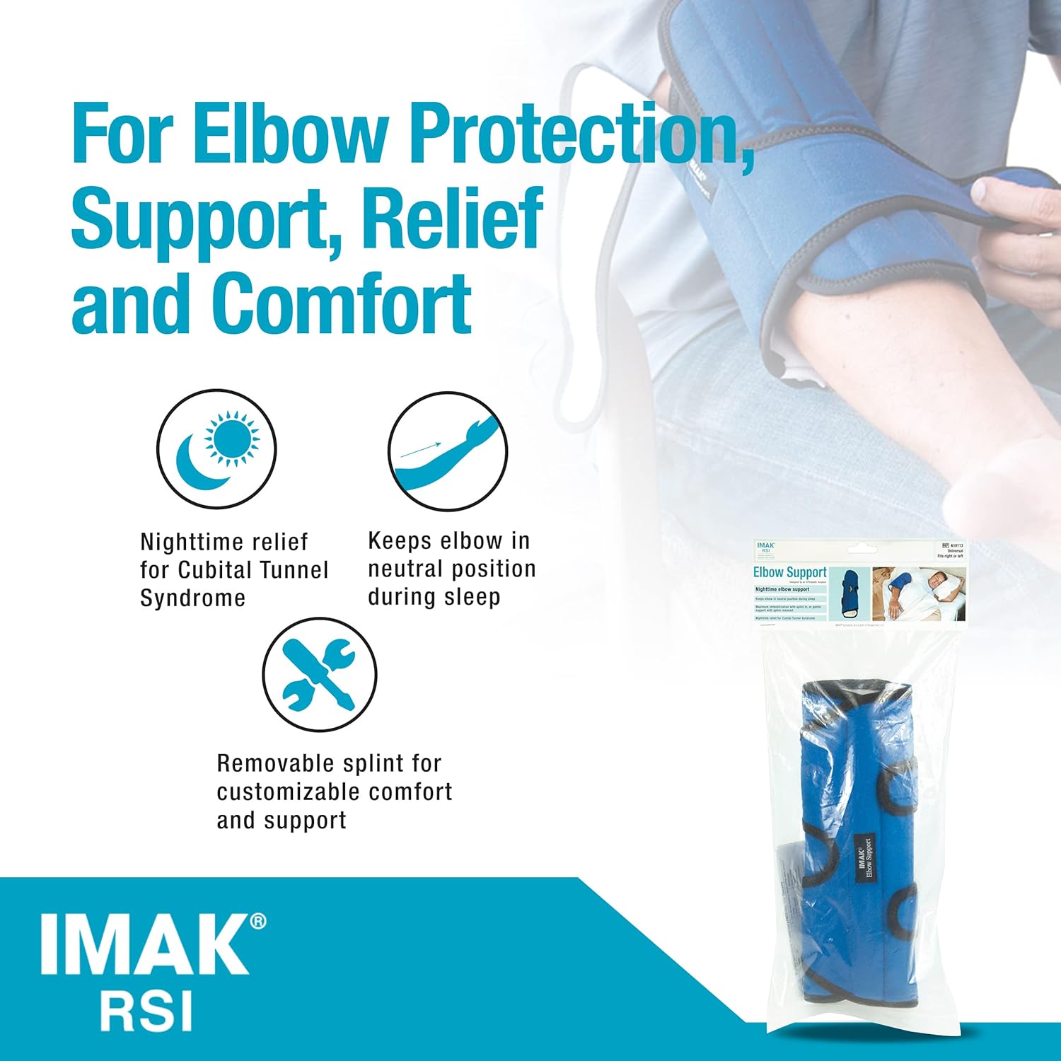 Brownmed IMAK RSI Elbow Support Nighttime Splint Elbow Brace for Tennis Elbow

