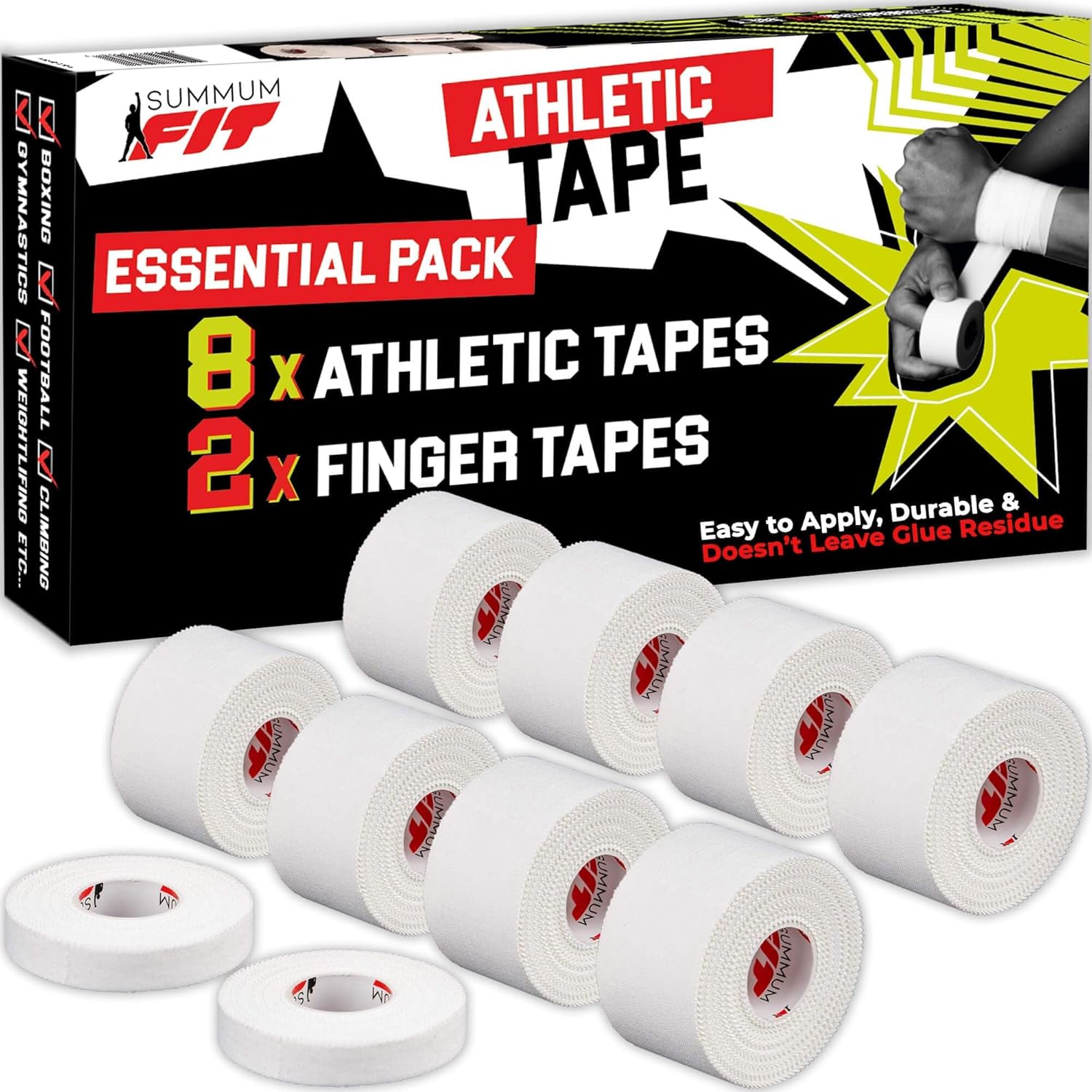 Summum Fit Athletic Tape for Wrist and Ankle Support, Latex-Free, No Residue

