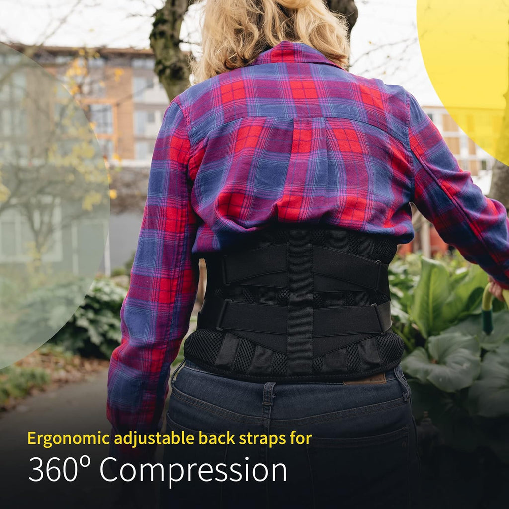 BraceUP Lumbar Back Brace with Removable Lumbar Pad, Adjustable Support Belt

