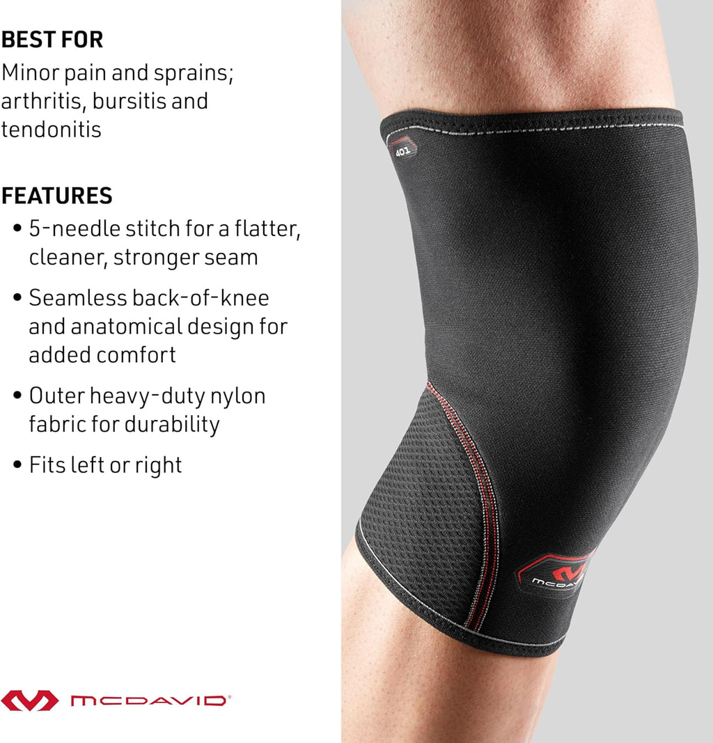 McDavid Knee Compression Sleeve Lightweight Support for Left/Right Knee, 1 Sleeve

