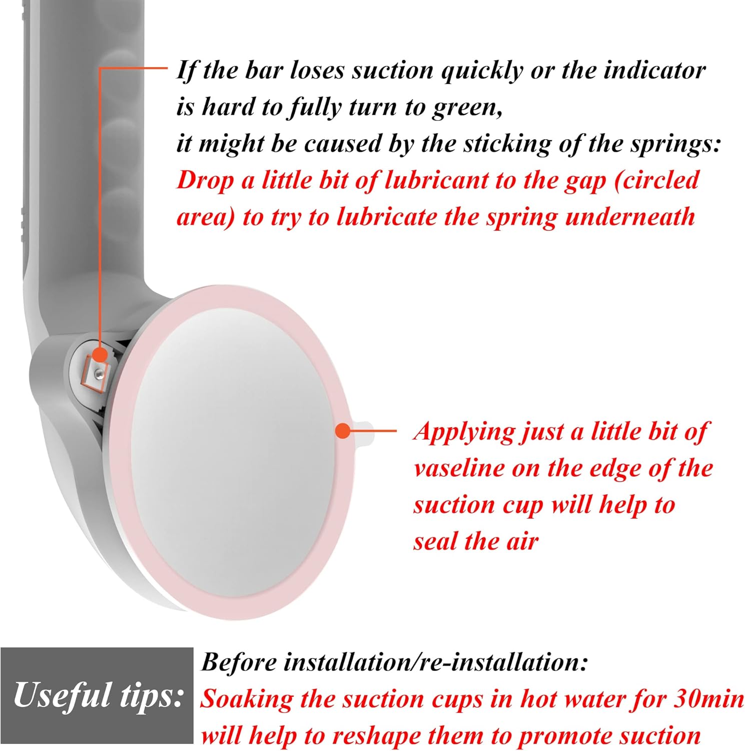 Suction Shower Grab Bar with Indicators, Tool-Free Installation, Balance Assist Handle

