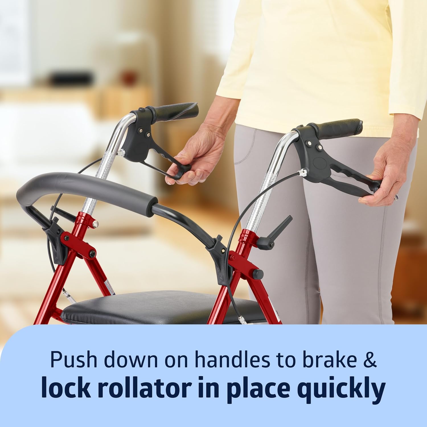 Medline Steel Rollator Walker with 8in Wheels, Folding, Adjustable Arms, 300 lb

