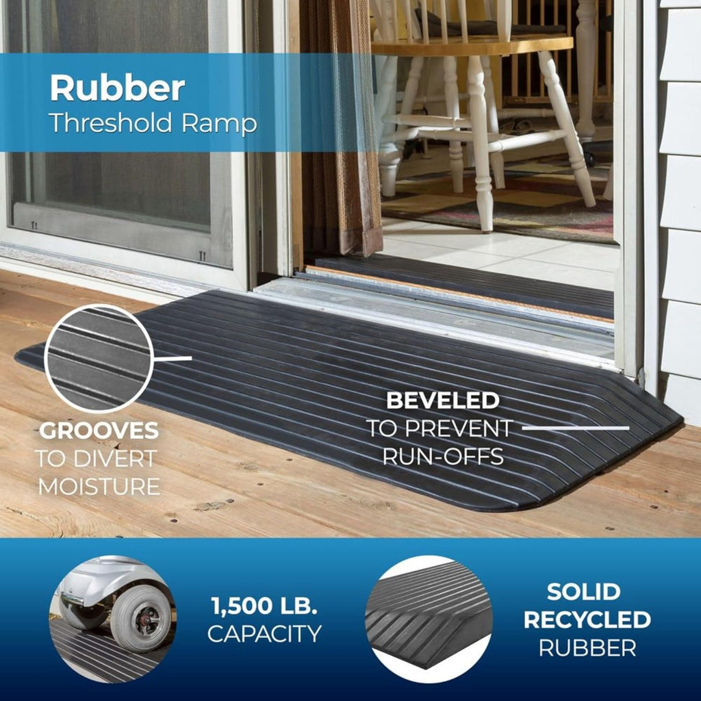 Silver Spring Solid Rubber Threshold Ramp for Wheelchairs, 1500 lb Capacity

