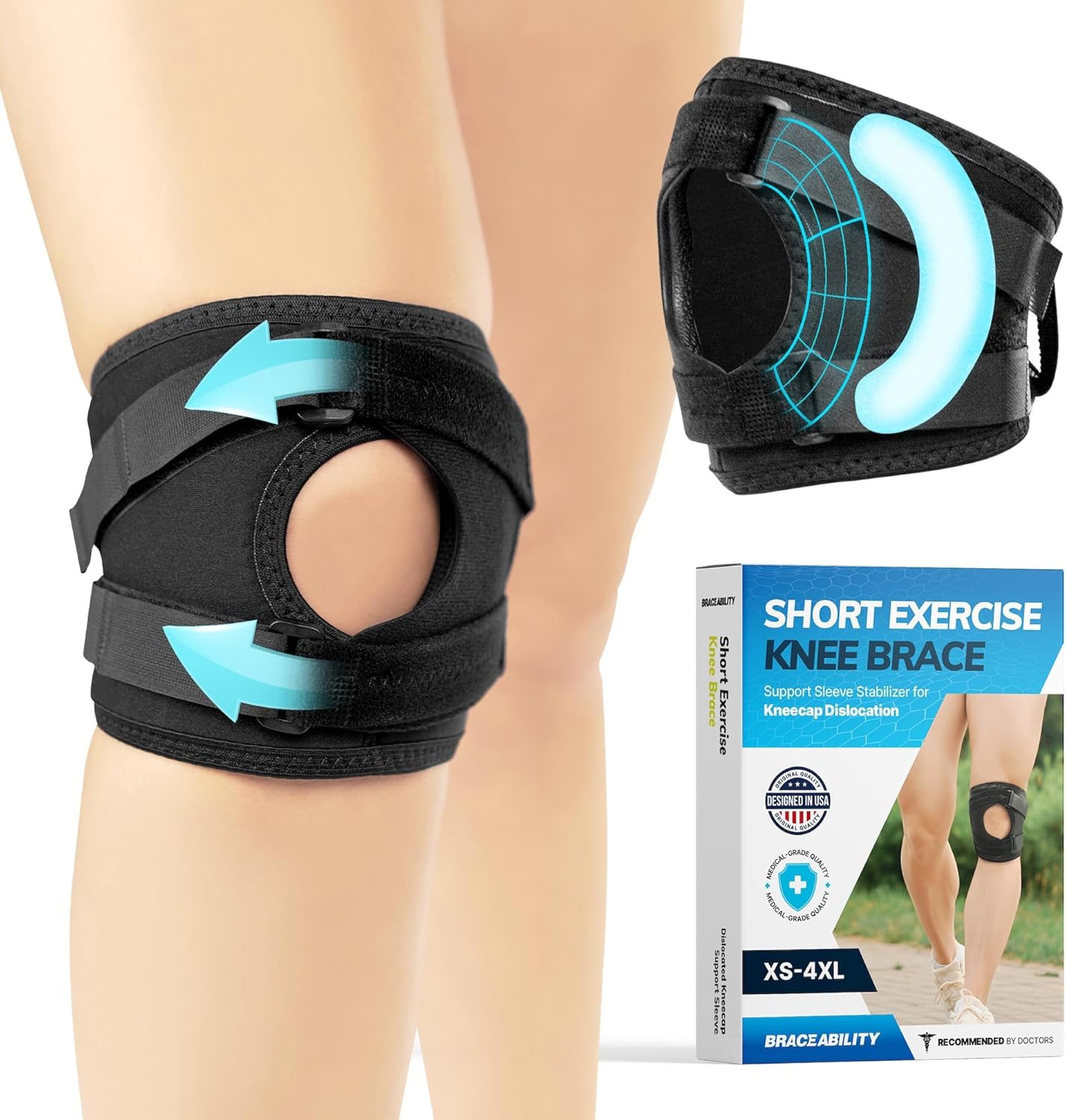 BraceAbility Patella Knee Brace Stabilizer for Kneecap Tracking, Pain Relief

