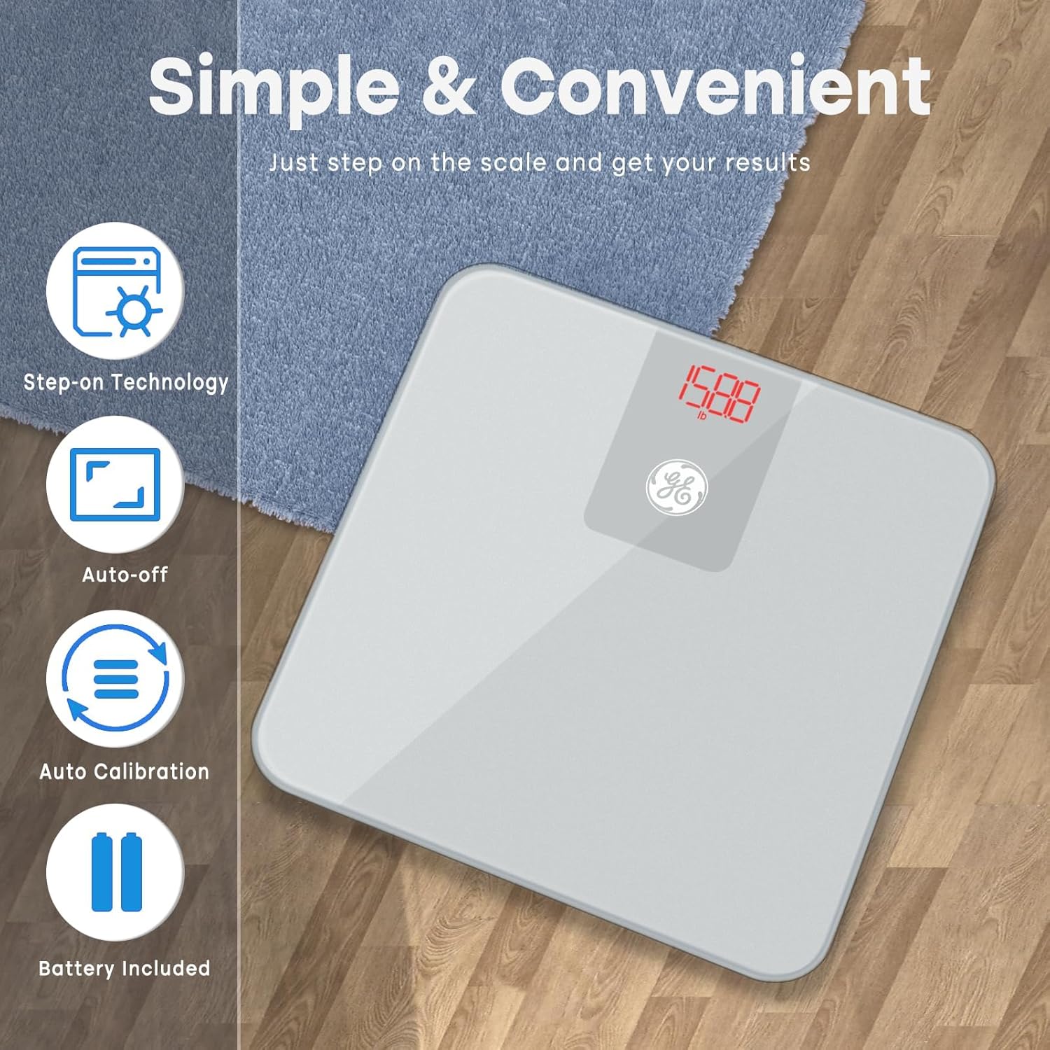 GE Digital Bathroom Scale with Bluetooth App, Weight and BMI, 400 lb Capacity

