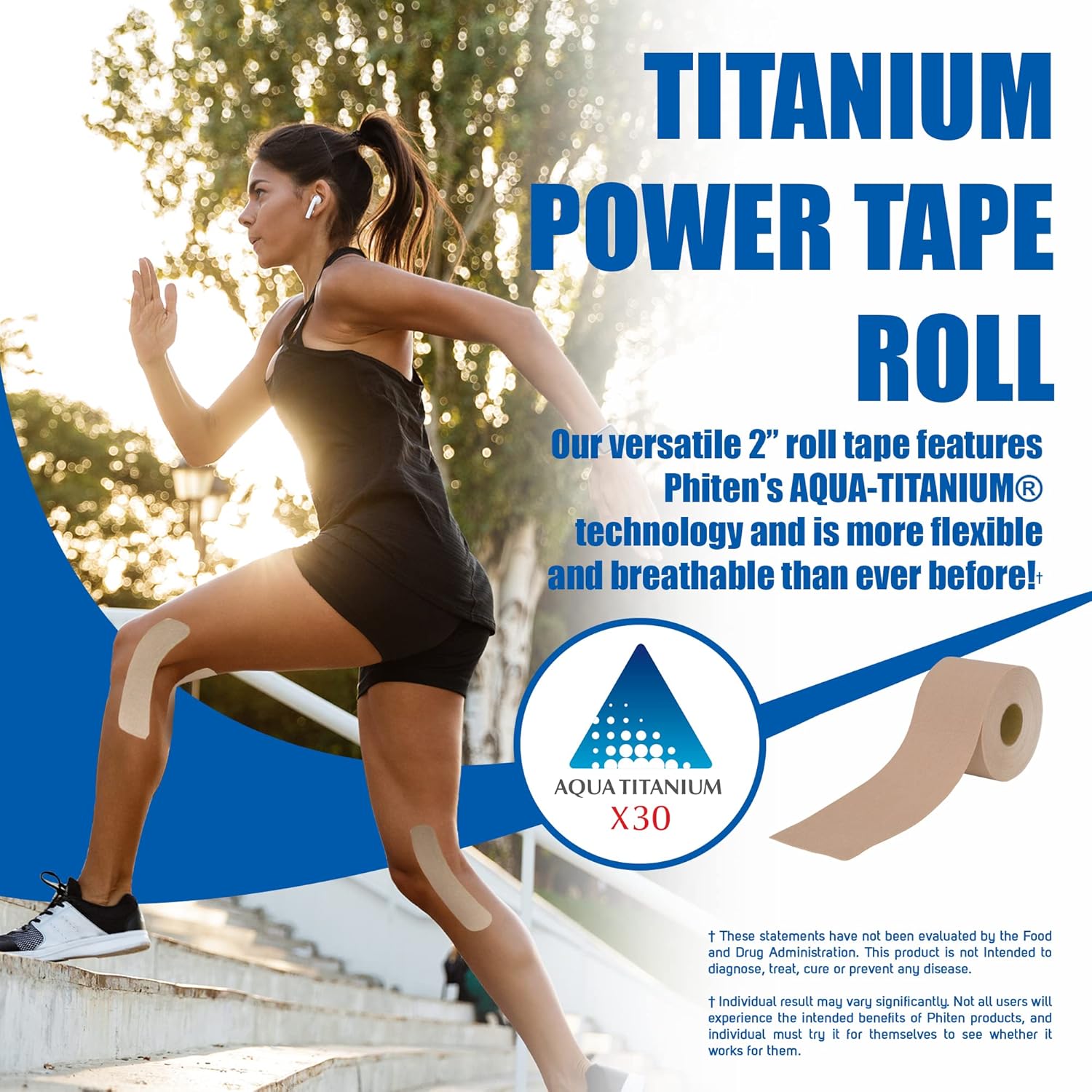 Phiten X30 Titanium Power Tape Roll, Water-Resistant Kinesiology Tape

