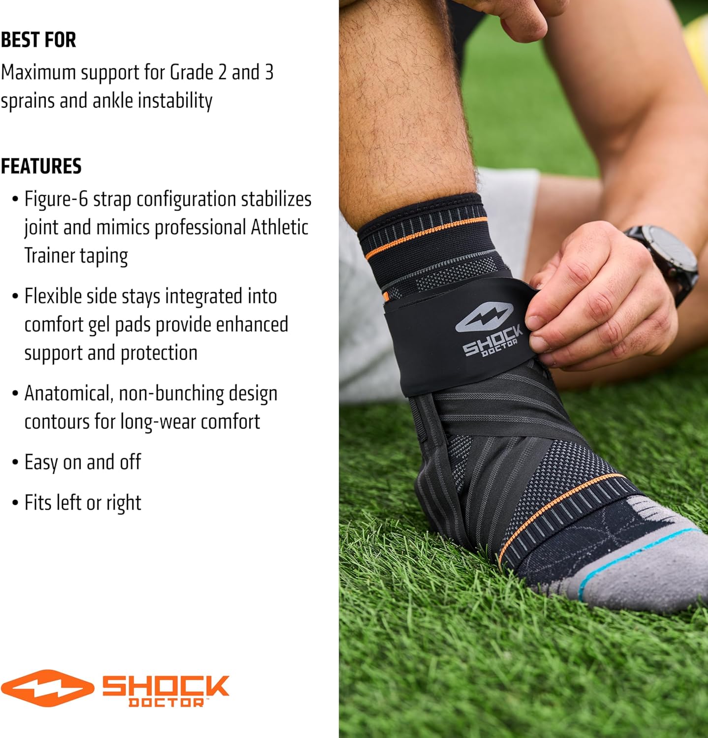 Shock Doctor Ultra Knit Ankle Brace with Figure 6 Strap and Stays

