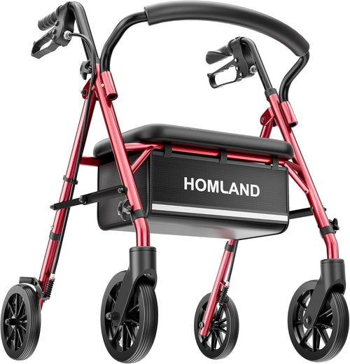 16 lb Lightweight Rollator Walker with Seat, Narrow 4-Wheel, Height Adjustable

