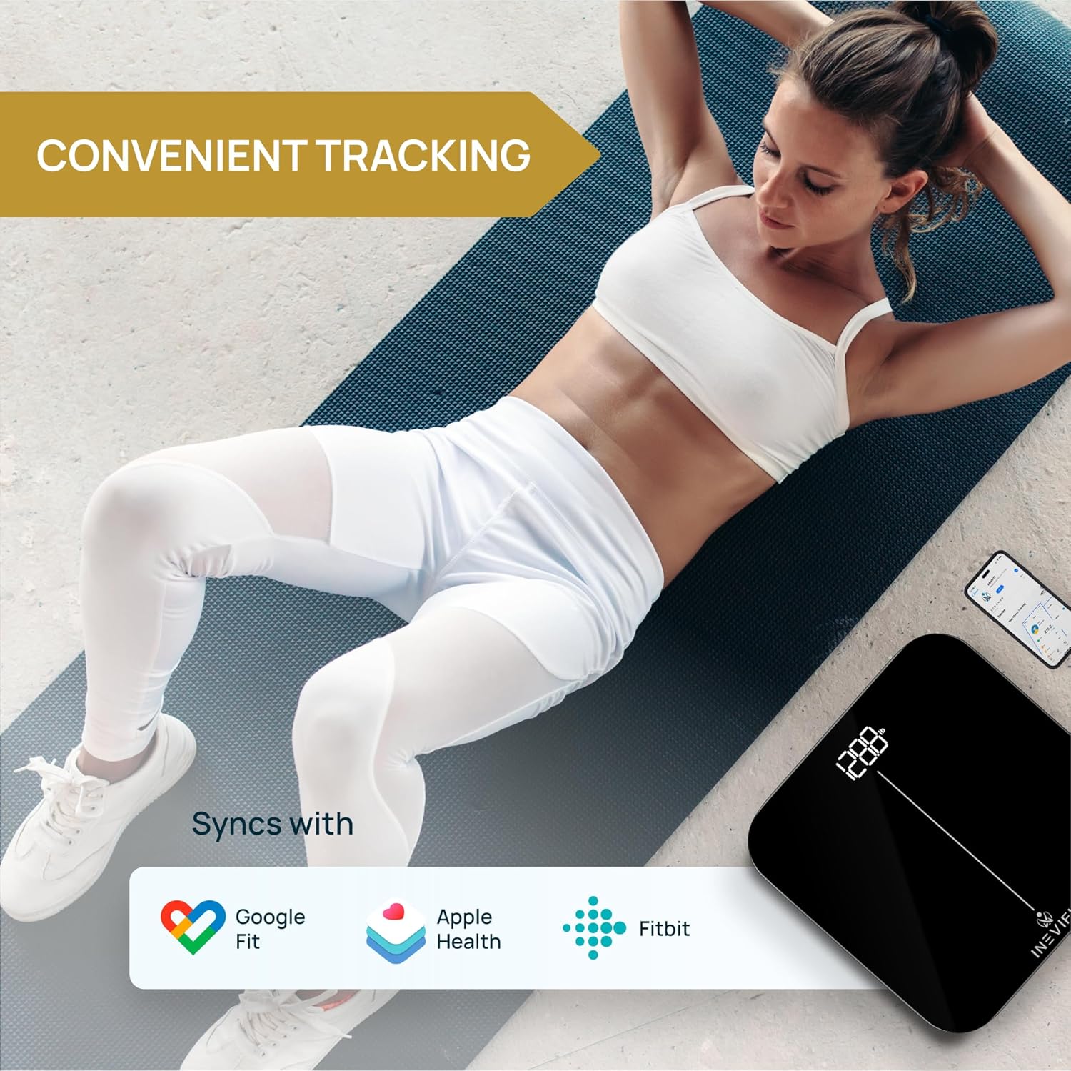 INEVIFIT Bluetooth Digital Bathroom Scale with BMI Tracking and Smartphone App

