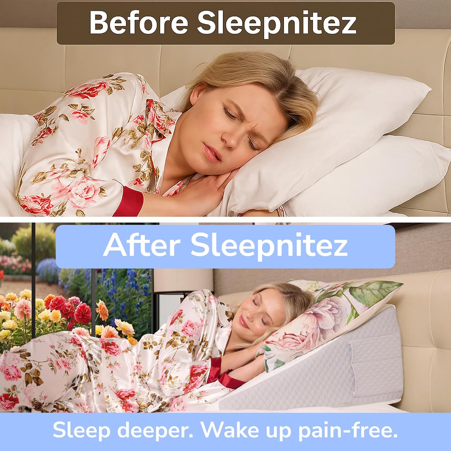 Sleepnitez 3.0 in Memory Foam Incline Pillow for Acid Reflux, Snoring, Sleep Apnea

