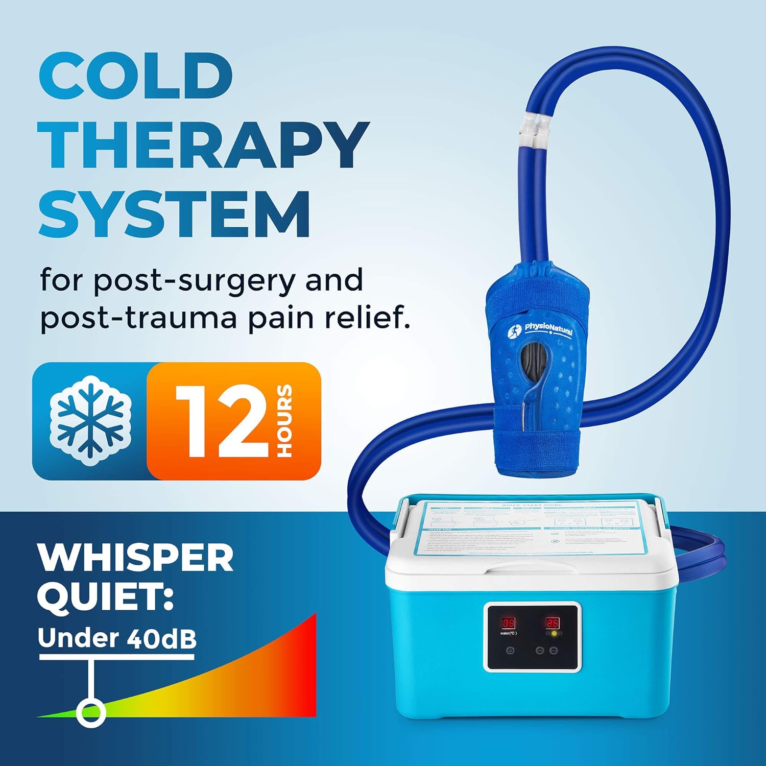 PhysioNatural Cold Therapy Ice Machine for Knee, Programmable Cryotherapy System

