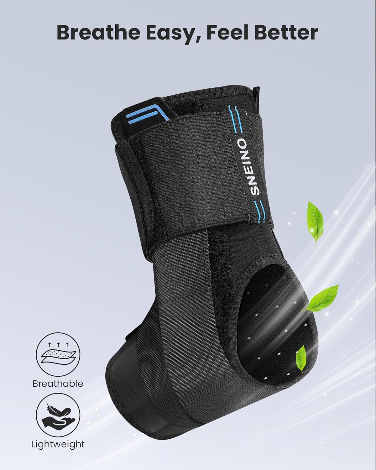 SNEINO Lace-Up Ankle Stabilizer with Removable Side Bars, Neoprene Support

