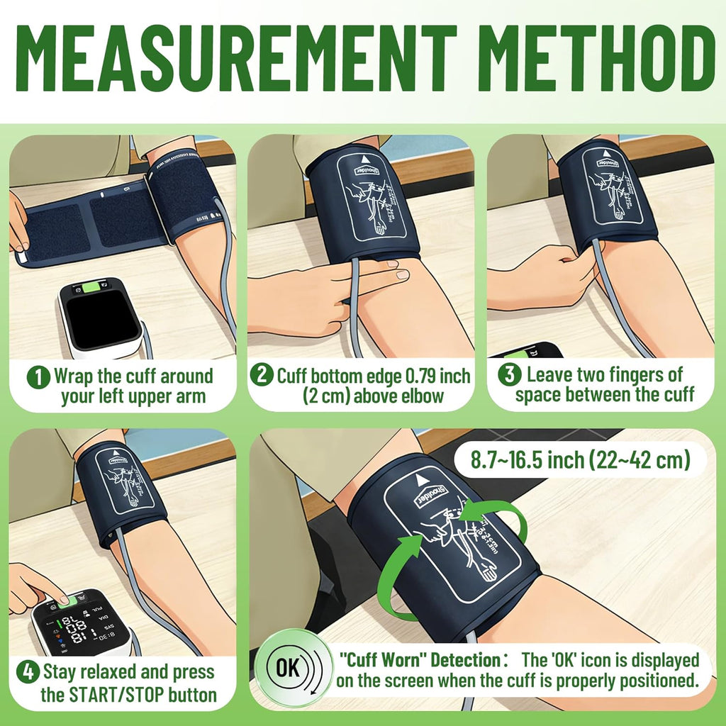 Uvital Upper Arm Blood Pressure Monitor with Adjustable Cuff and Large LED Screen


