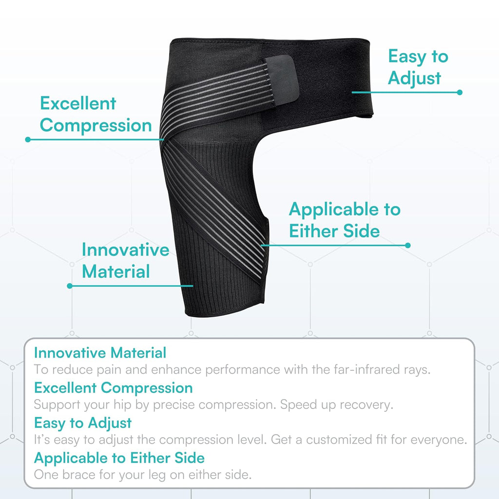 Vital Salveo Graphene Hip Brace for Women & Men, Hip & Thigh Compression Support

