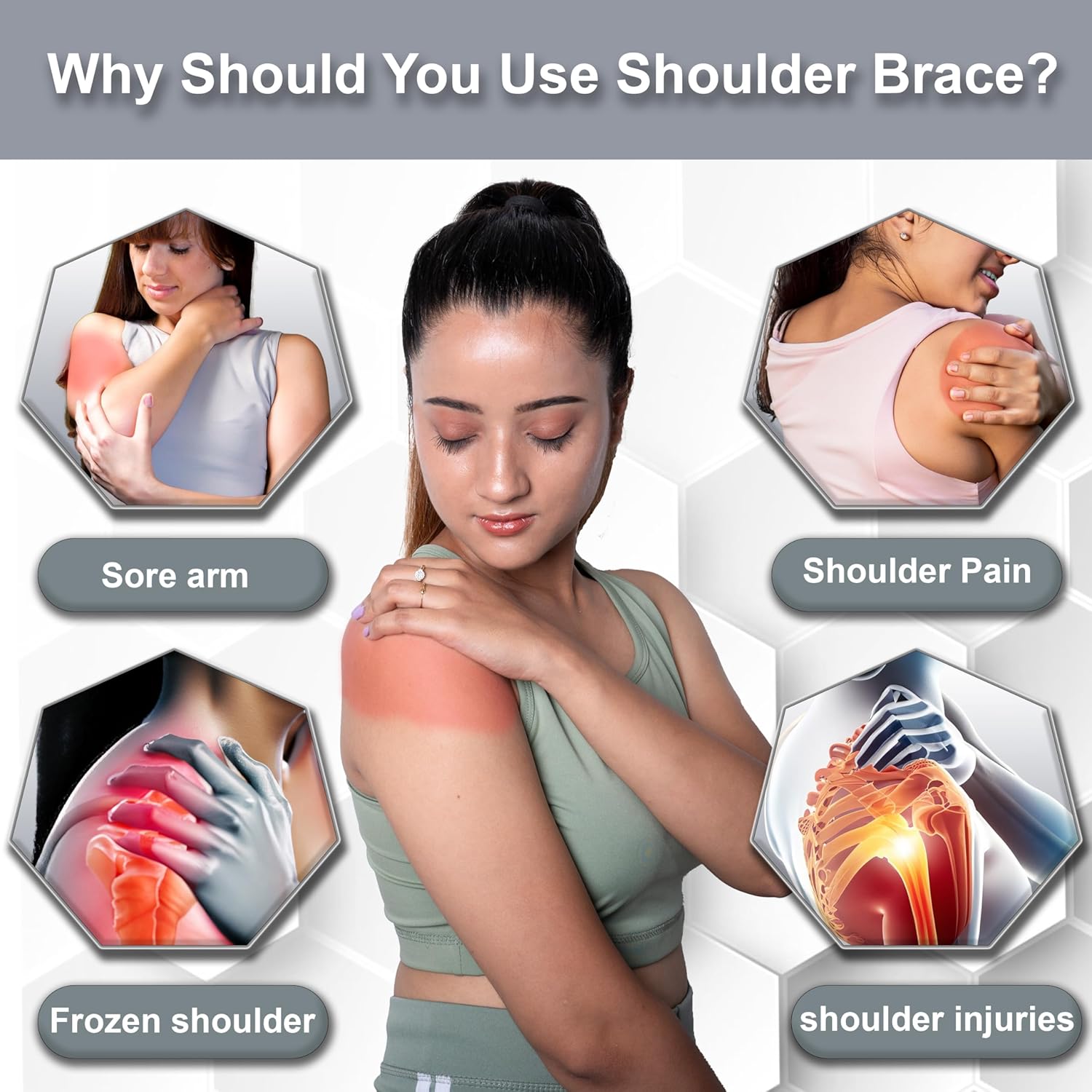 Wonder Care Shoulder Immobilizer Sling Elastic Brace for Clavicle & Rotator Cuff

