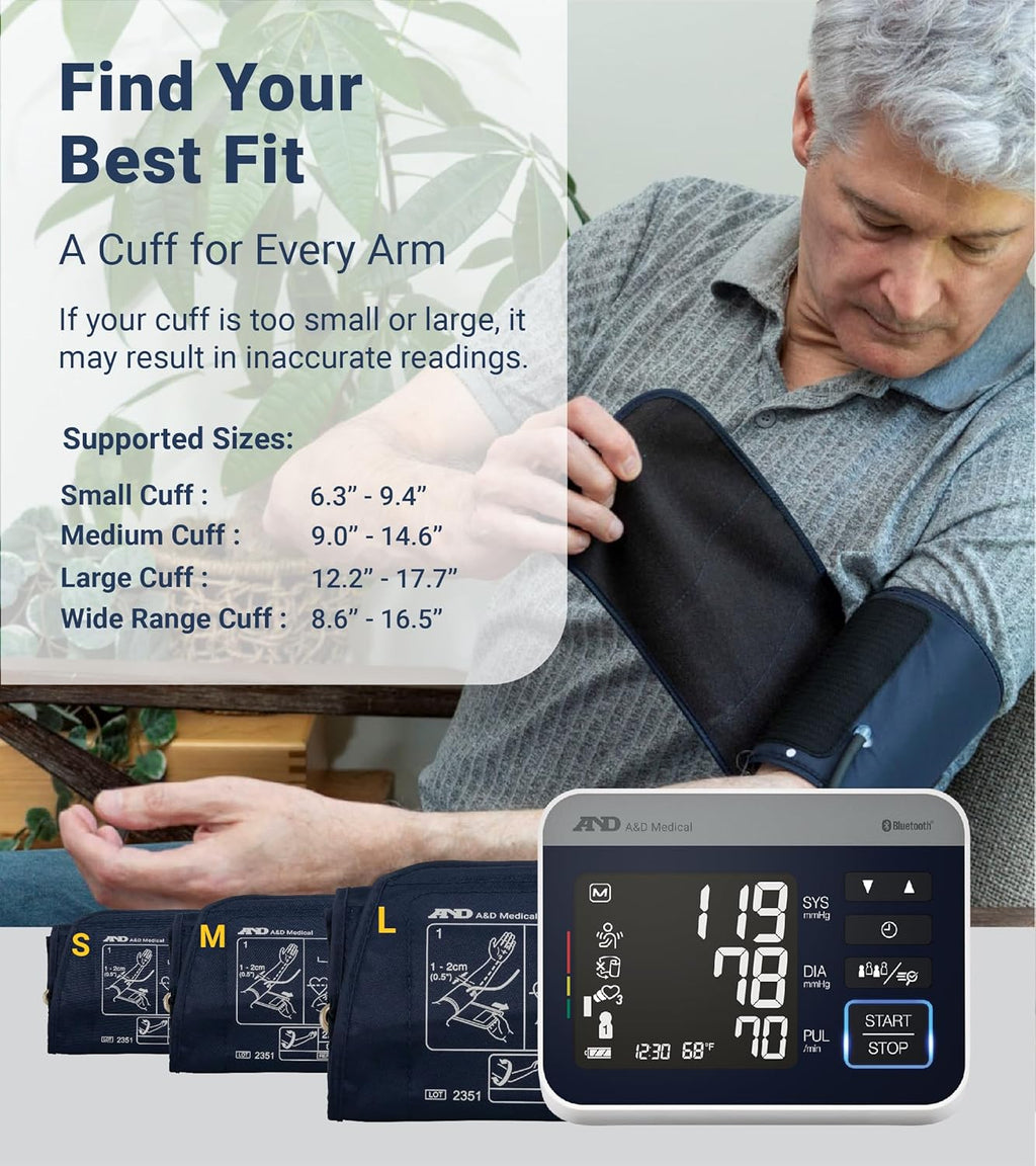 A&D Precision Check Pro UA-910BLE Bluetooth Upper Arm Blood Pressure Monitor

