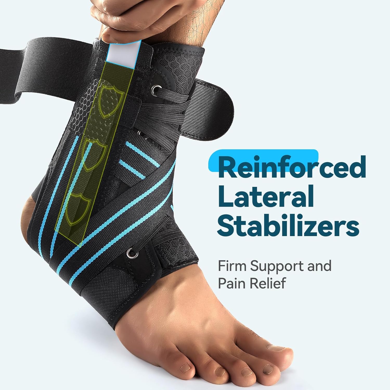 AGPTEK Ankle Brace Adjustable Lace-Up Support with Removable Splints

