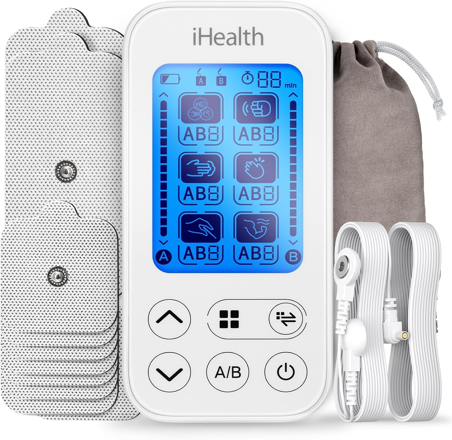 iHealth Dual-Channel TENS Unit Muscle Stimulator with 24 Modes and 15 Intensities

