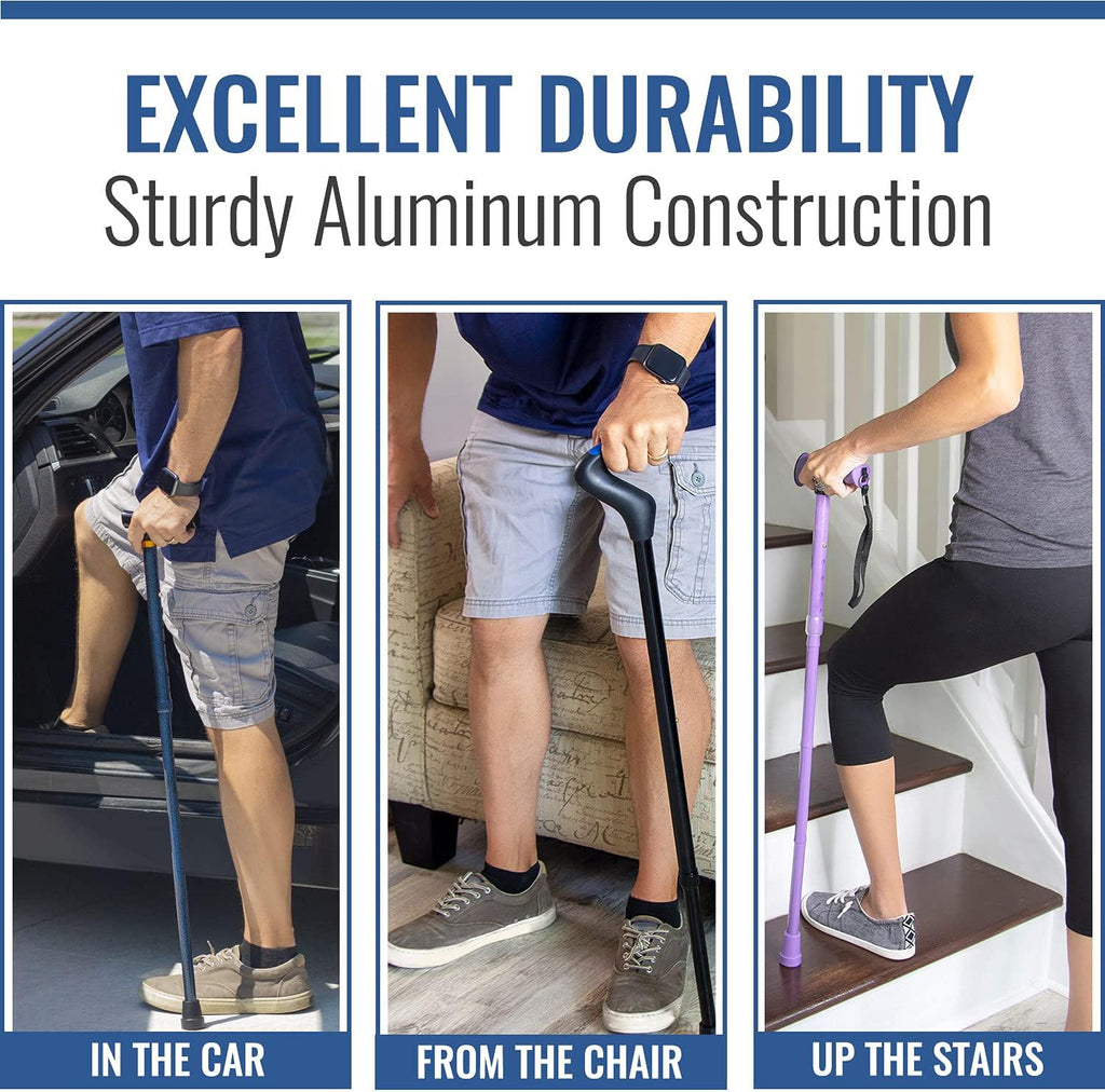 DMI Lightweight Aluminum Adjustable Walking Cane with Derby-Style Handle

