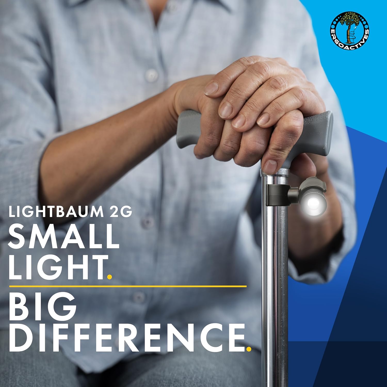 LightBaum 2G LED Clip-On Flashlight for Cane, Crutch, Walker, Wheelchair

