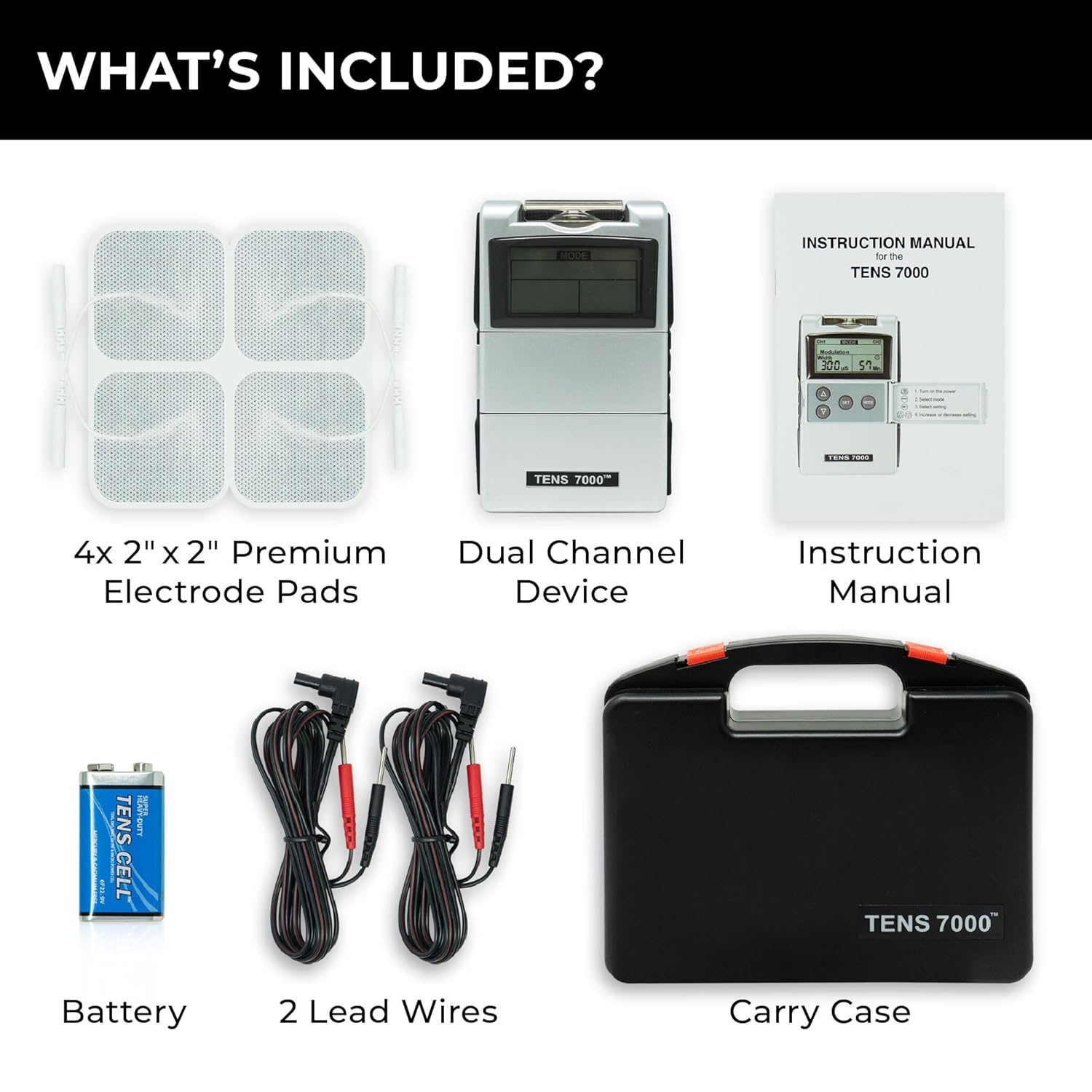 TENS 7000 Digital TENS Unit with Accessories, Muscle Stimulator for Pain Relief

