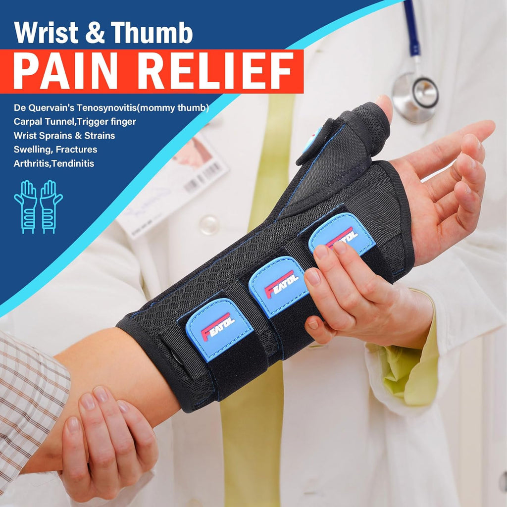 FEATOL 2-Pack Thumb Spica Wrist Brace with Thumb Support for De Quervain's

