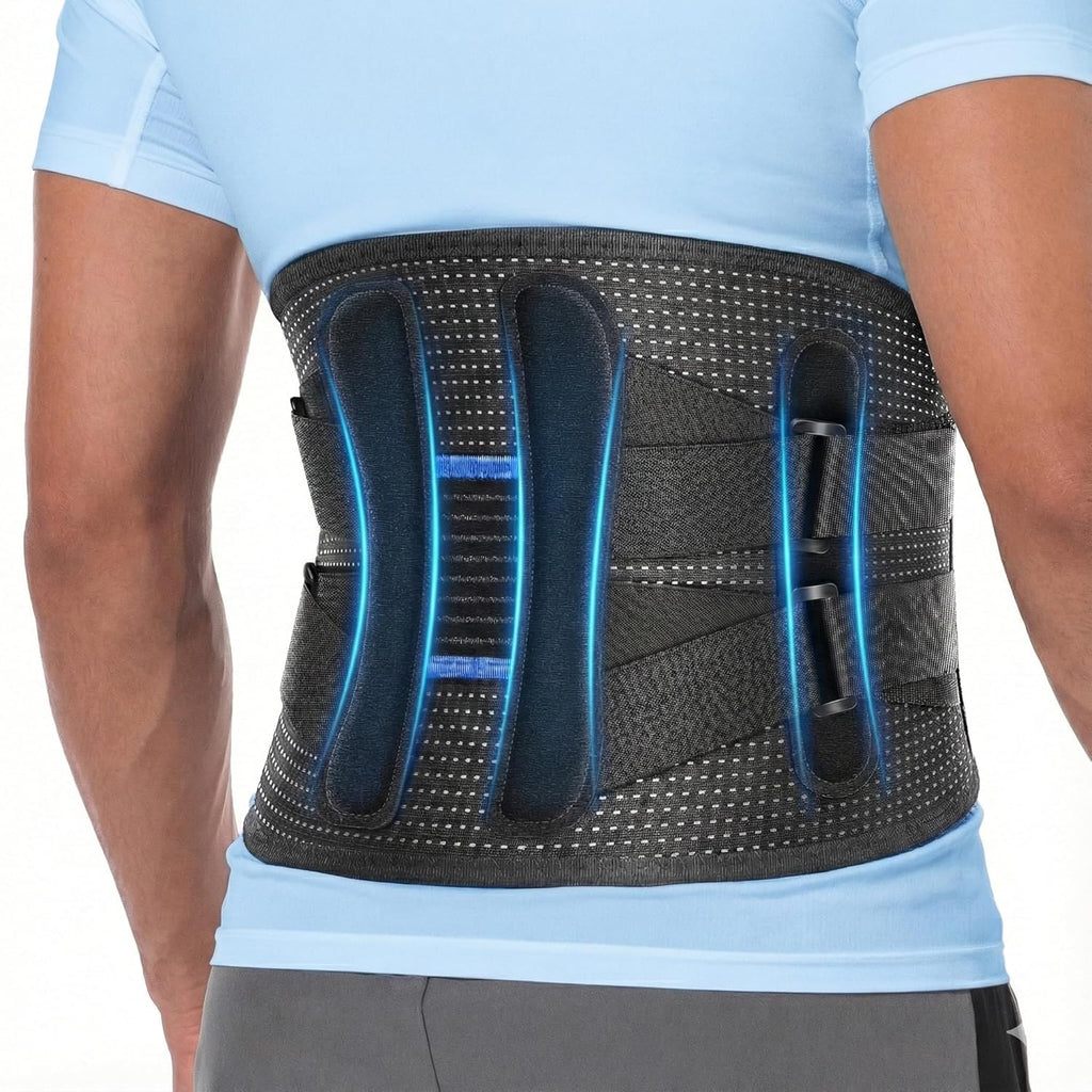 Fit Geno Adjustable Lumbar Support Back Brace for Lower Back Pain Relief, Breathable

