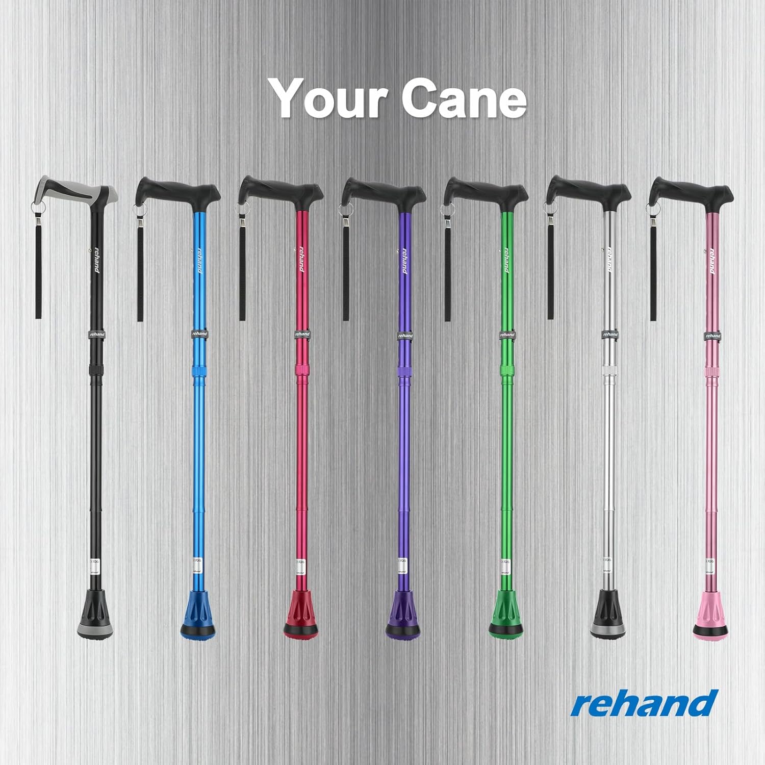 REHAND Foldable Adjustable Walking Cane with Shock-Absorbing All-Terrain Base

