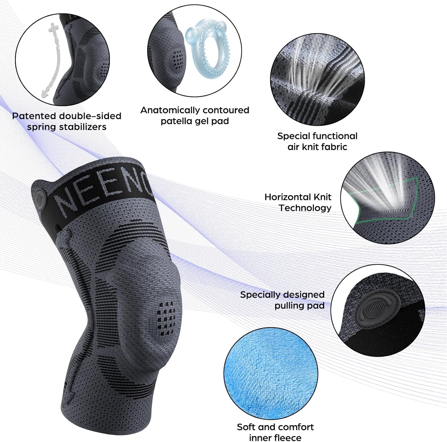 NEENCA Kids Knee Brace Sleeve with Patella Gel Pad and Side Stabilizers

