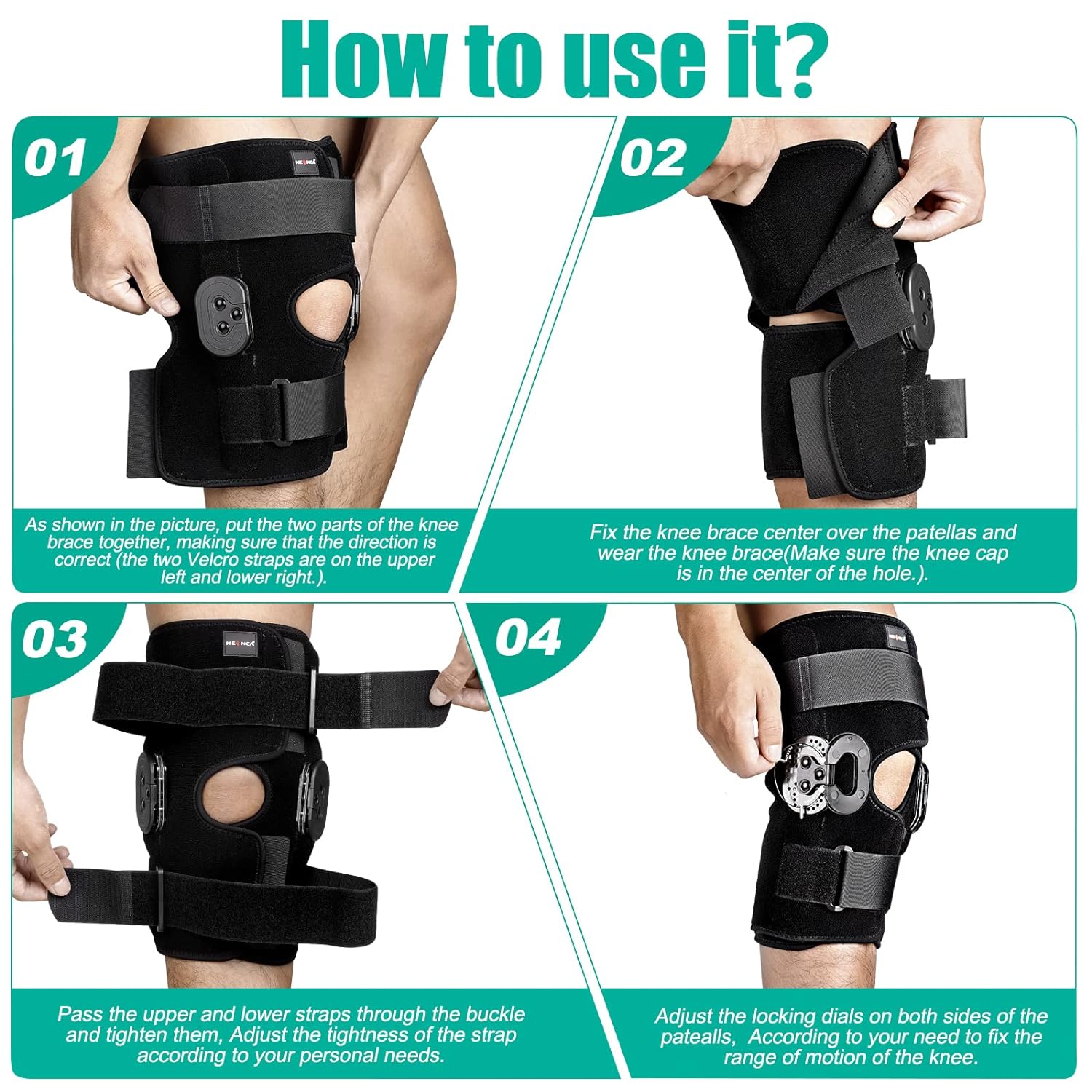 NEENCA Hinged Knee Brace with Locking Dials, ROM Knee Immobilizer for Support

