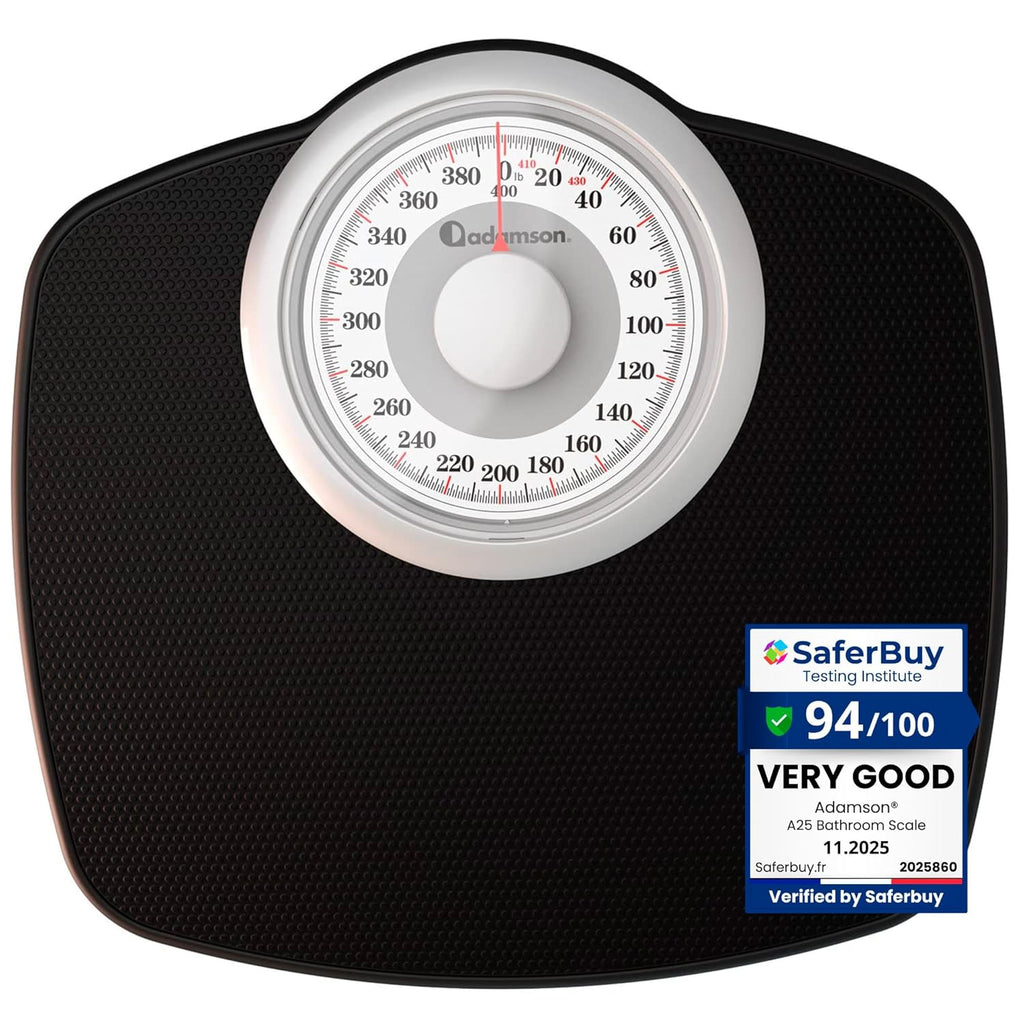 Adamson A25 Analog Body Weight Scale, Max 400 lb, Anti-Skid Rubber, No Batteries

