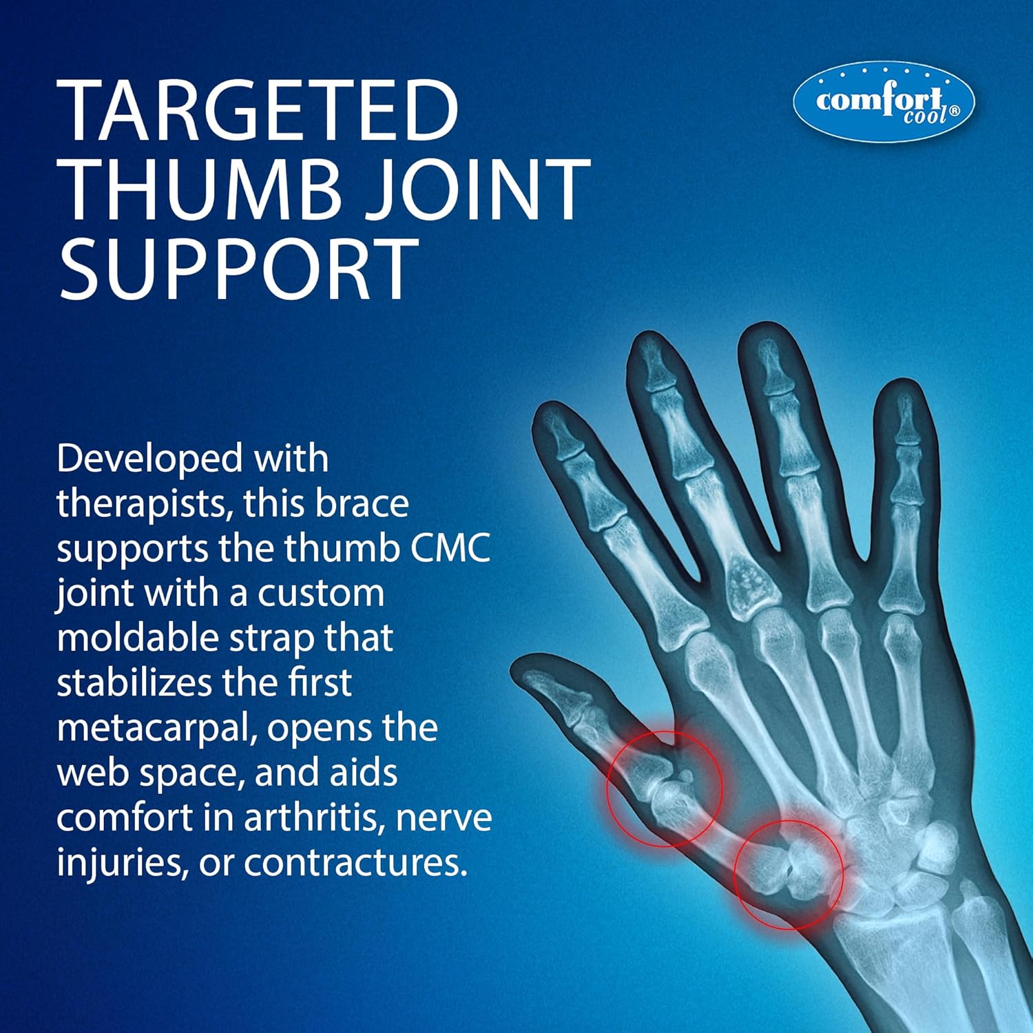 Comfort Cool CMC Abduction Thumb Splint, Moldable Wrap with Thermoplastic Insert

