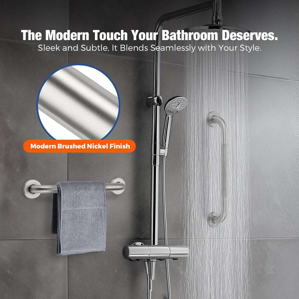 Stainless Steel Shower Grab Bar with Anti-Slip Textured Grip for Bathroom Safety


