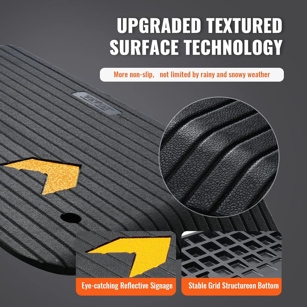 VEVOR Rubber Threshold Ramp for Wheelchair and Scooter, Non-Slip Doorway Ramp

