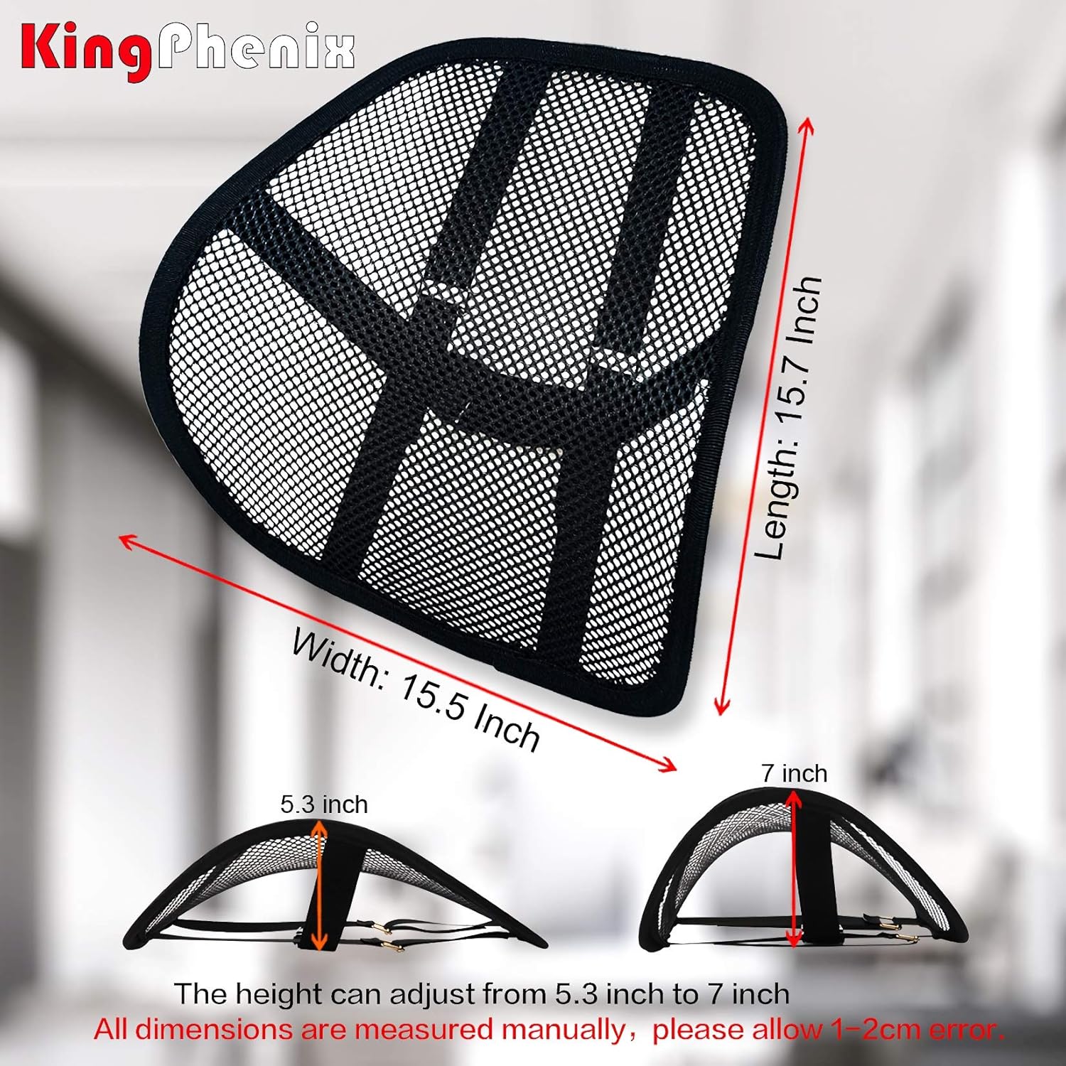 kingphenix Lumbar Support Cushion with Breathable Mesh for Car and Office Chair

