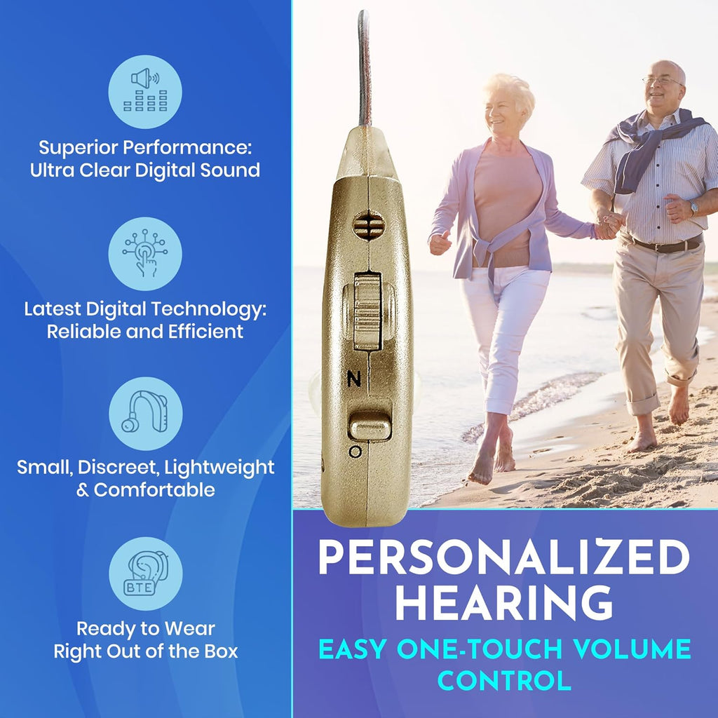 NewEar Rechargeable BTE Digital Hearing Amplifier with USB Dock, Behind-the-Ear

