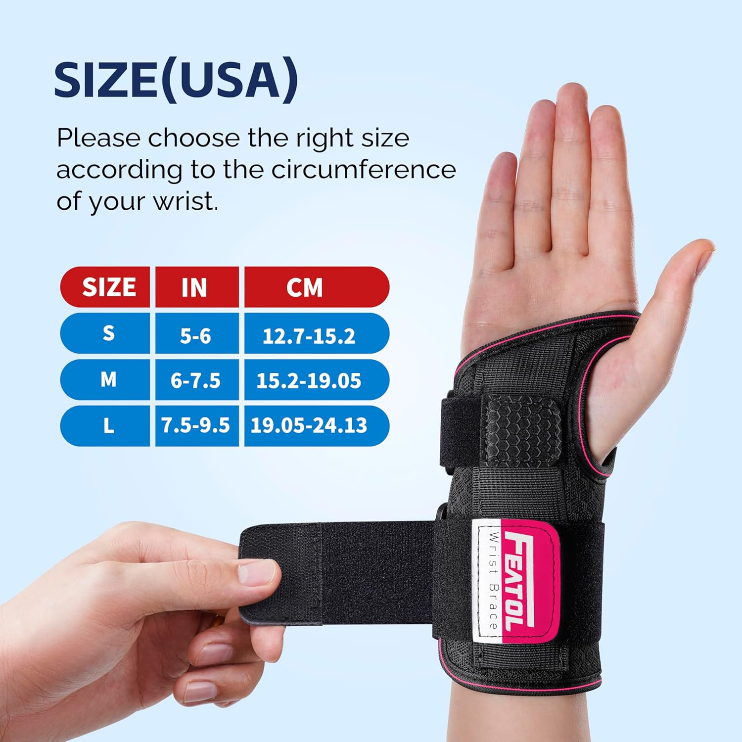 FEATOL Carpal Tunnel Wrist Brace Night Support with Removable Splint, Breathable Mesh

