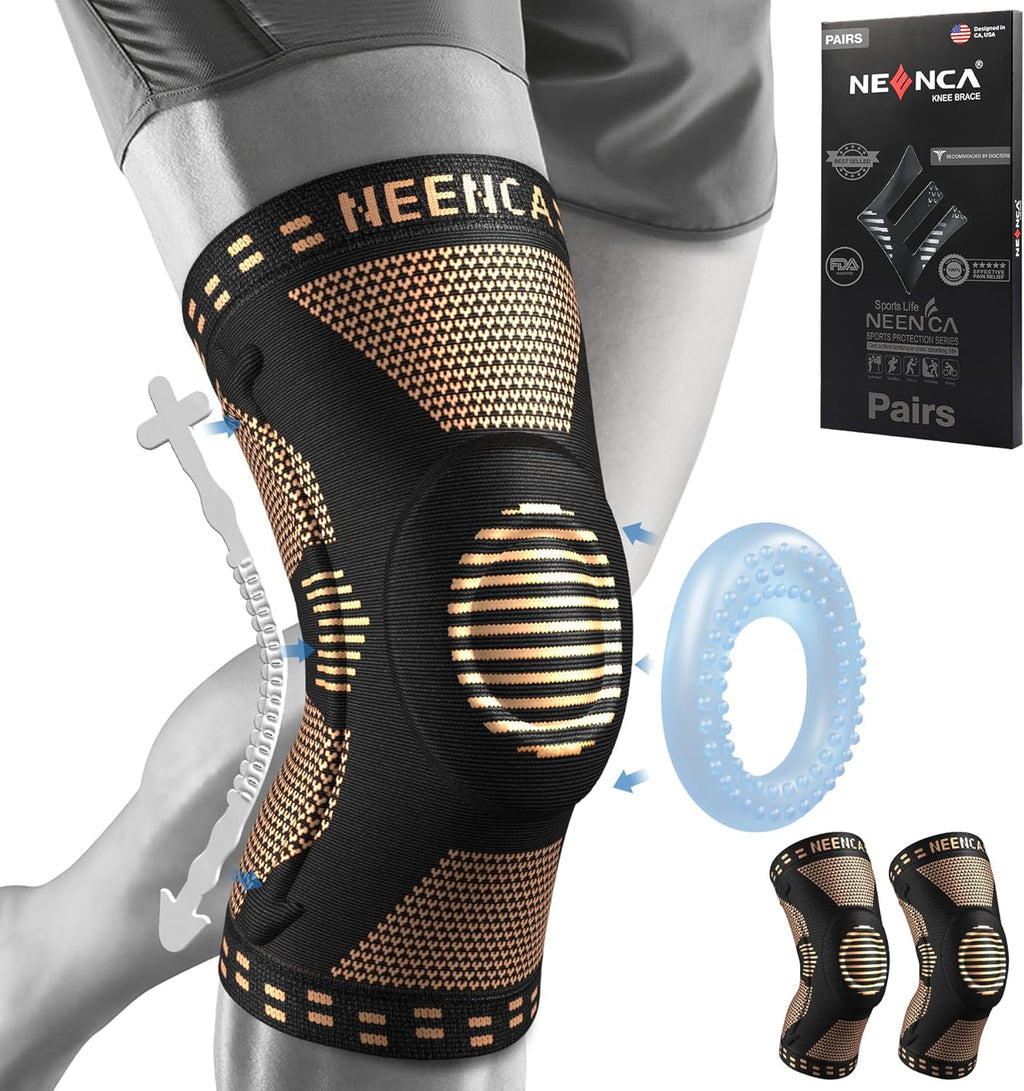 NEENCA Compression Knee Sleeves with Patella Gel Pad and Side Stabilizers


