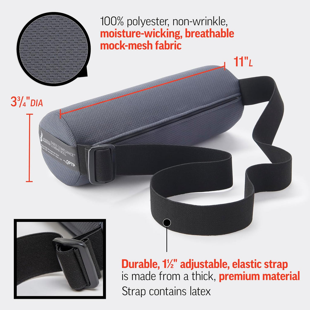 OPTP Early Compliance Lumbar Roll lumbar support pillow for chair and car

