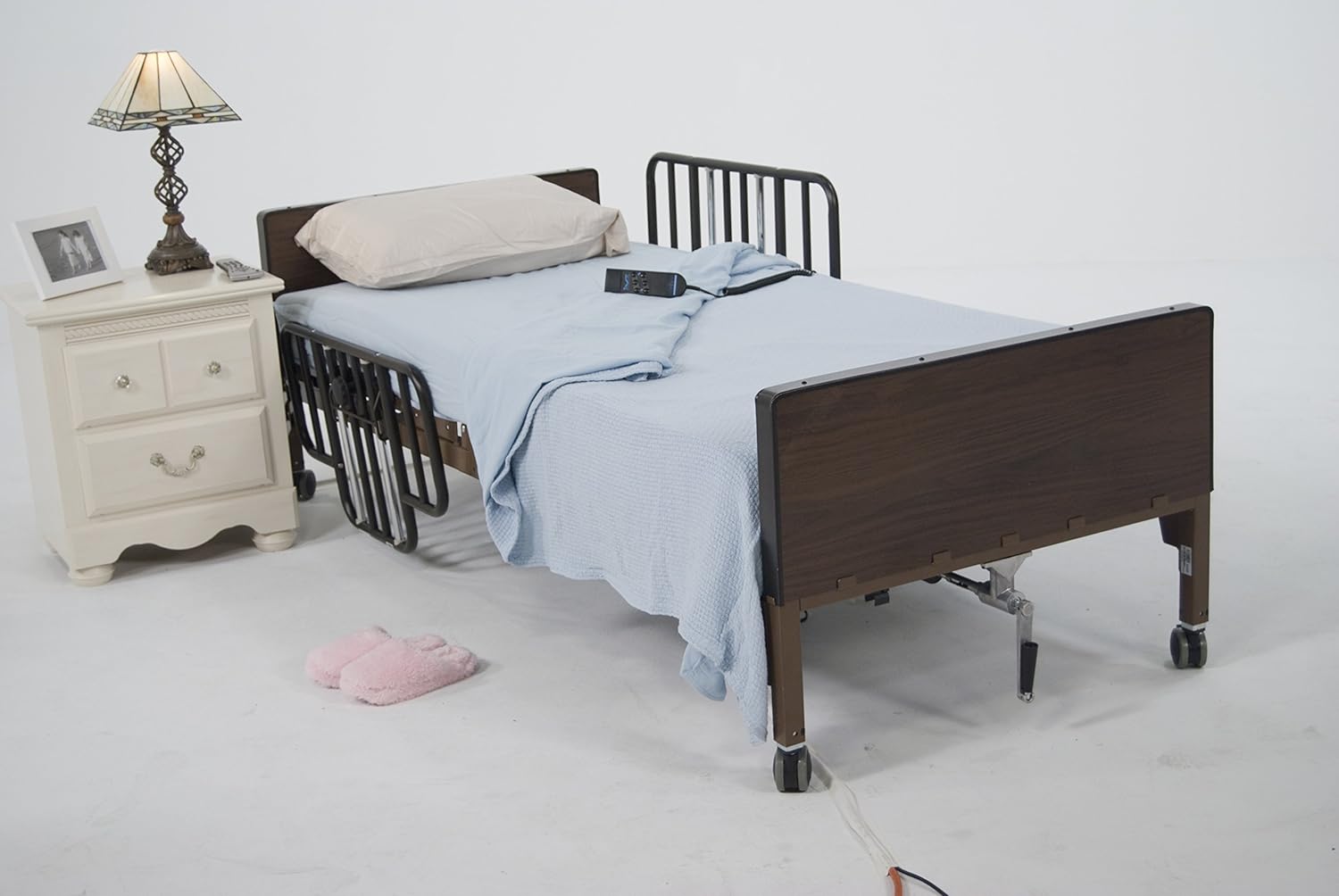 Drive Medical No-Gap Deluxe Half-Length Side Bed Rails, Brown Vein Finish for Adults

